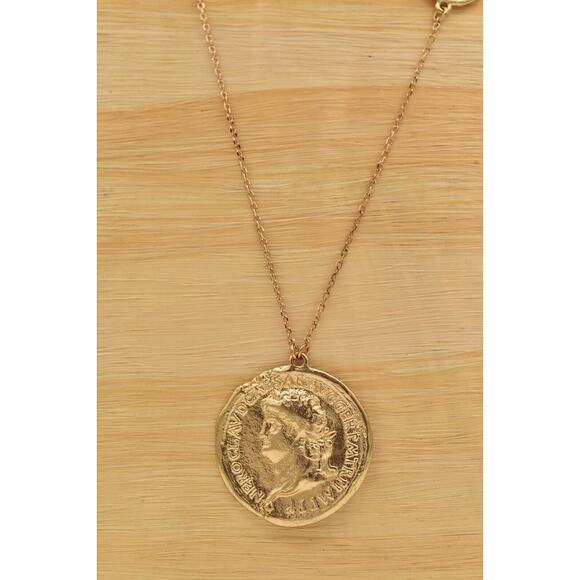 Jade & Jasper Vintage Coin Station Necklace Brushed Gold Satin Signed BinBL - Picture 8 of 12